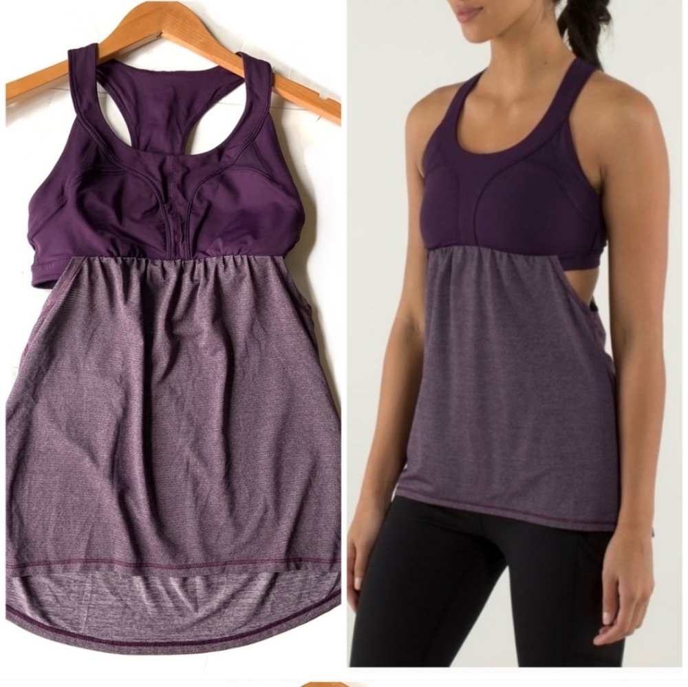 Lululemon 2-In-Run Purple Bra Tank Size 6